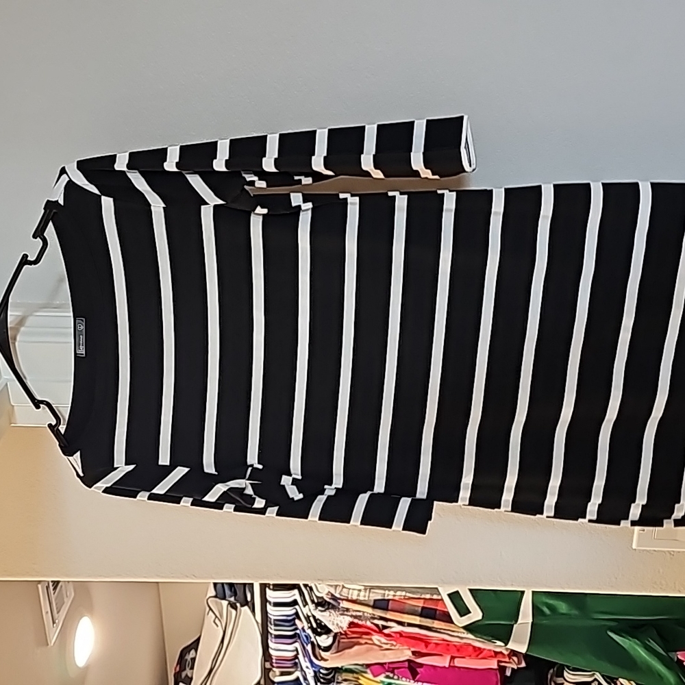 Black and white striped mini dress